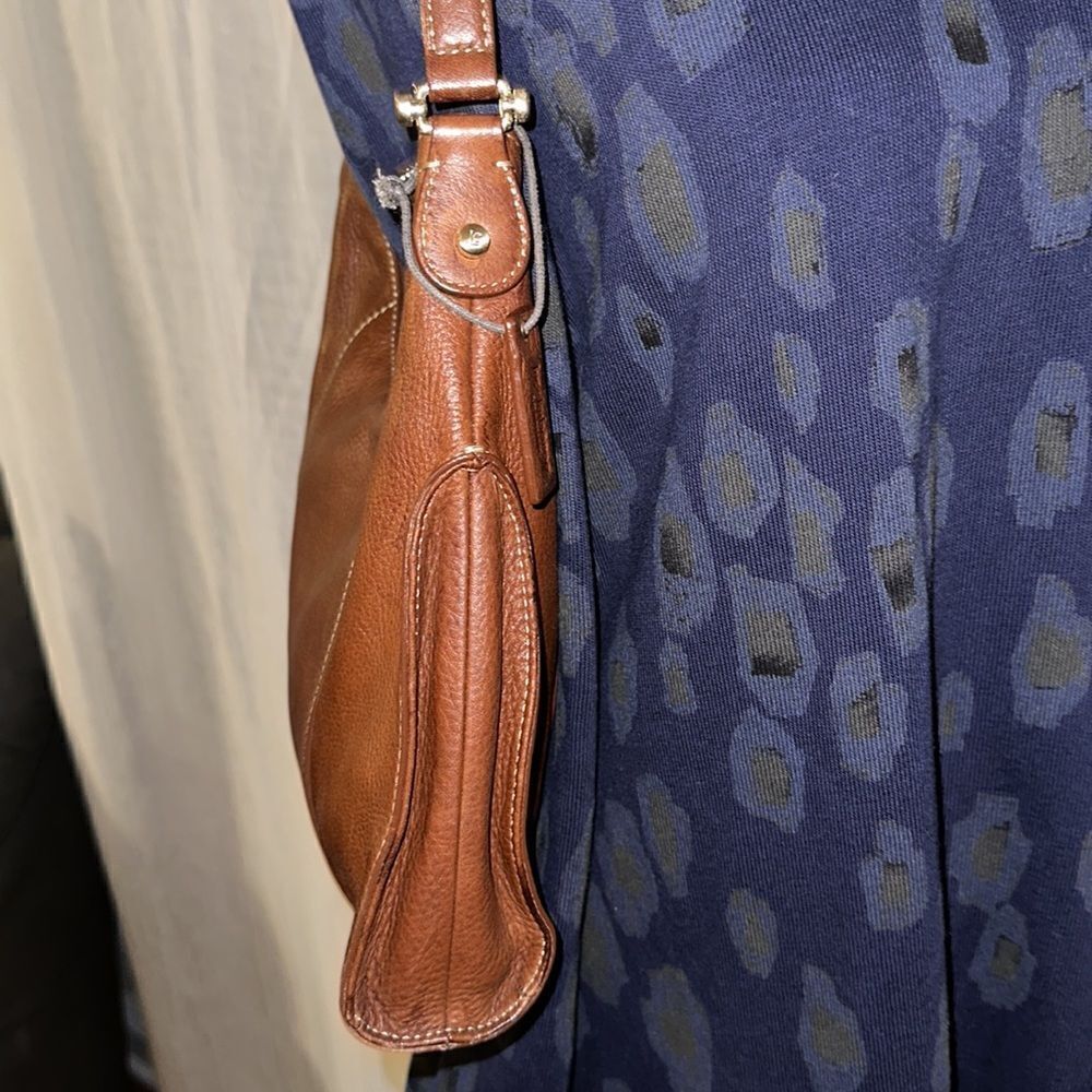 Liz Claiborne Vintage Chestnut Brown Genuine Leather Mini Hobo Bag - Picture 4 of 14